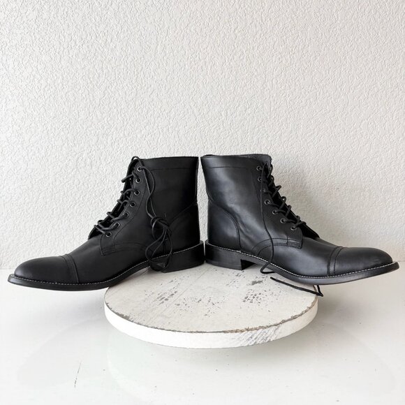 NEW Lane Mens Black Ankle Boots Size 13 Lace-up Short Boot Casual Leather Sole - Picture 7 of 11